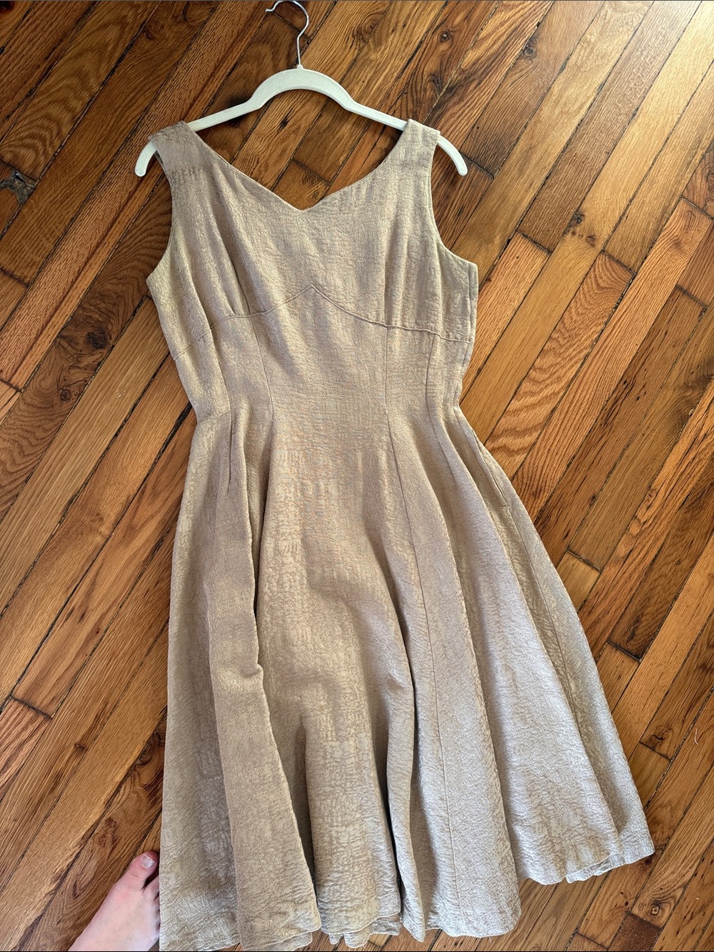 Truly stunning gold/champagne vintage handmade midi dress